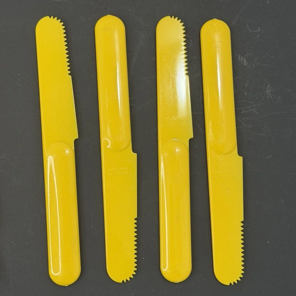 Bodum Melamine 16 Pc Flatware Set Yellow Jorgensen Vintage 80s Swiss